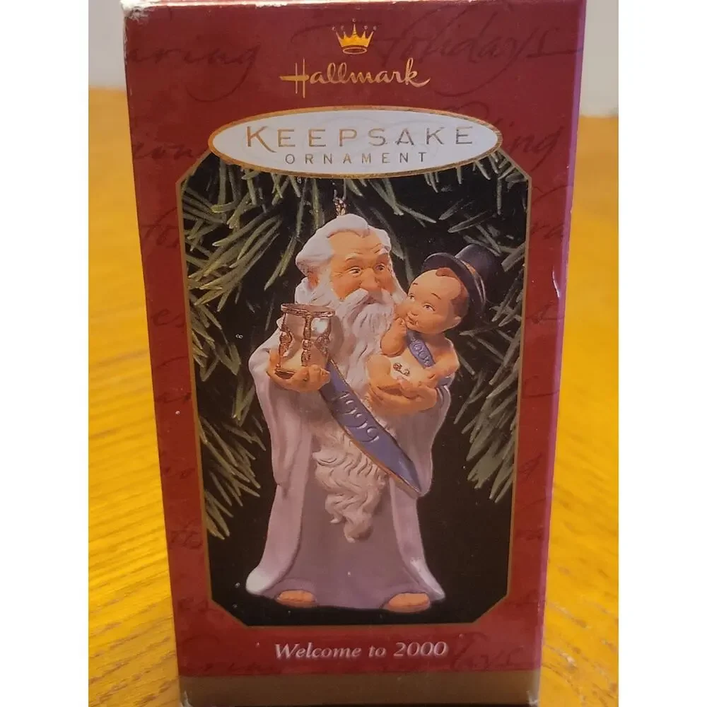 Vtg Hallmark Keepsake Father Time 1999‎ Welcome 2000 Holiday Christmas Ornament
